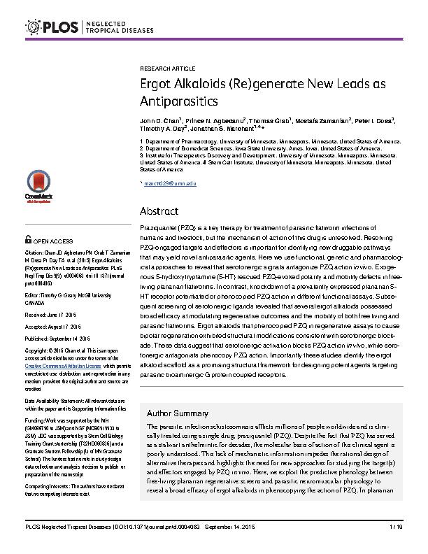 Chan et al. 2015 - Ergot Alkaloids (Re)generate New Leads as Antiparasitics.jpeg