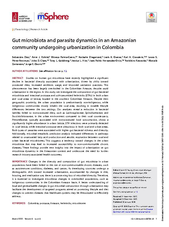 Díaz et al. 2026 - Gut microbiota and parasite dynamics in an Amazonian community undergoing urbanization in Colombia.jpeg