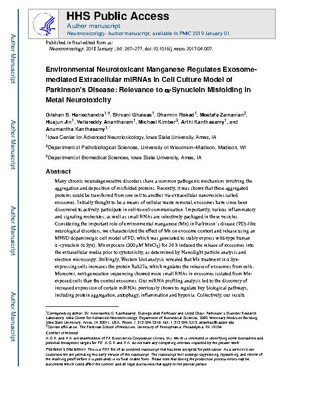 Harischandra et al. 2018 - Environmental neurotoxicant manganese regulat ... disease - Relevance to α-synuclein misfolding in metal neurotoxicity.jpeg