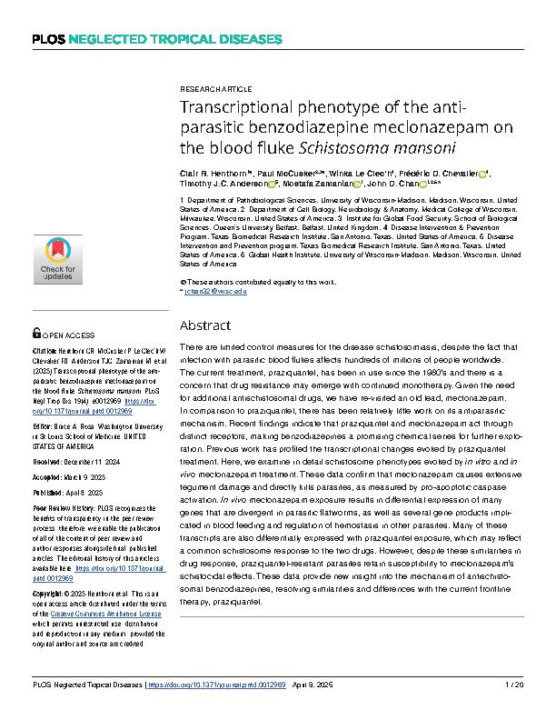 Henthorn et al. 2025 - Transcriptional phenotype of the anti-parasitic benzodiazepine meclonazepam on the blood fluke Schistosoma mansoni.jpeg