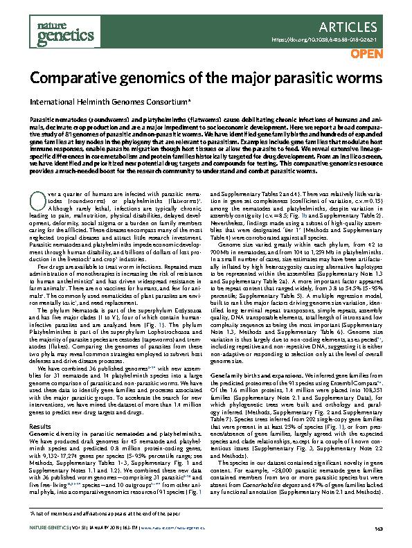 International Helminth Genomes Consor... 2019 - Comparative genomics of the major parasitic worms.jpeg