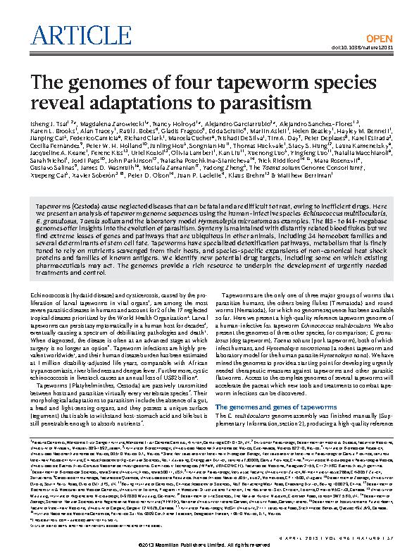 Tsai et al. 2013 - The genomes of four tapeworm species reveal adaptations to parasitism.jpeg