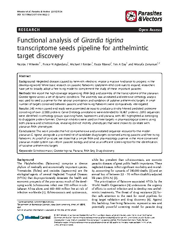 Wheeler et al. 2015 - Functional analysis of Girardia tigrina transcriptome seeds pipeline for anthelmintic target discovery.jpeg