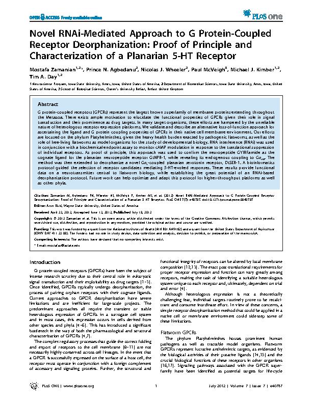 Zamanian et al. 2012 - Novel RNAi-mediated approach to G protein-coupled ... proof of principle and characterization of a planarian 5-HT receptor.jpeg