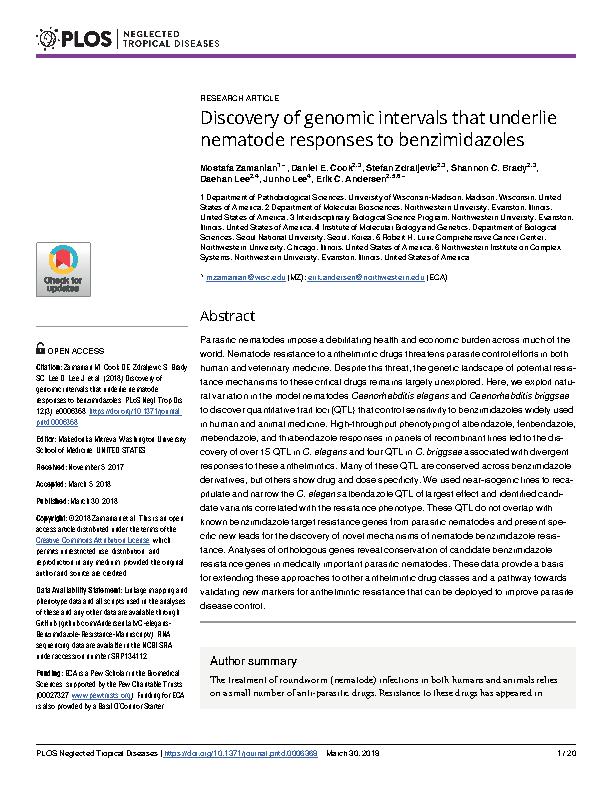 Zamanian et al. 2018 - Discovery of genomic intervals that underlie nematode responses to benzimidazoles.jpeg